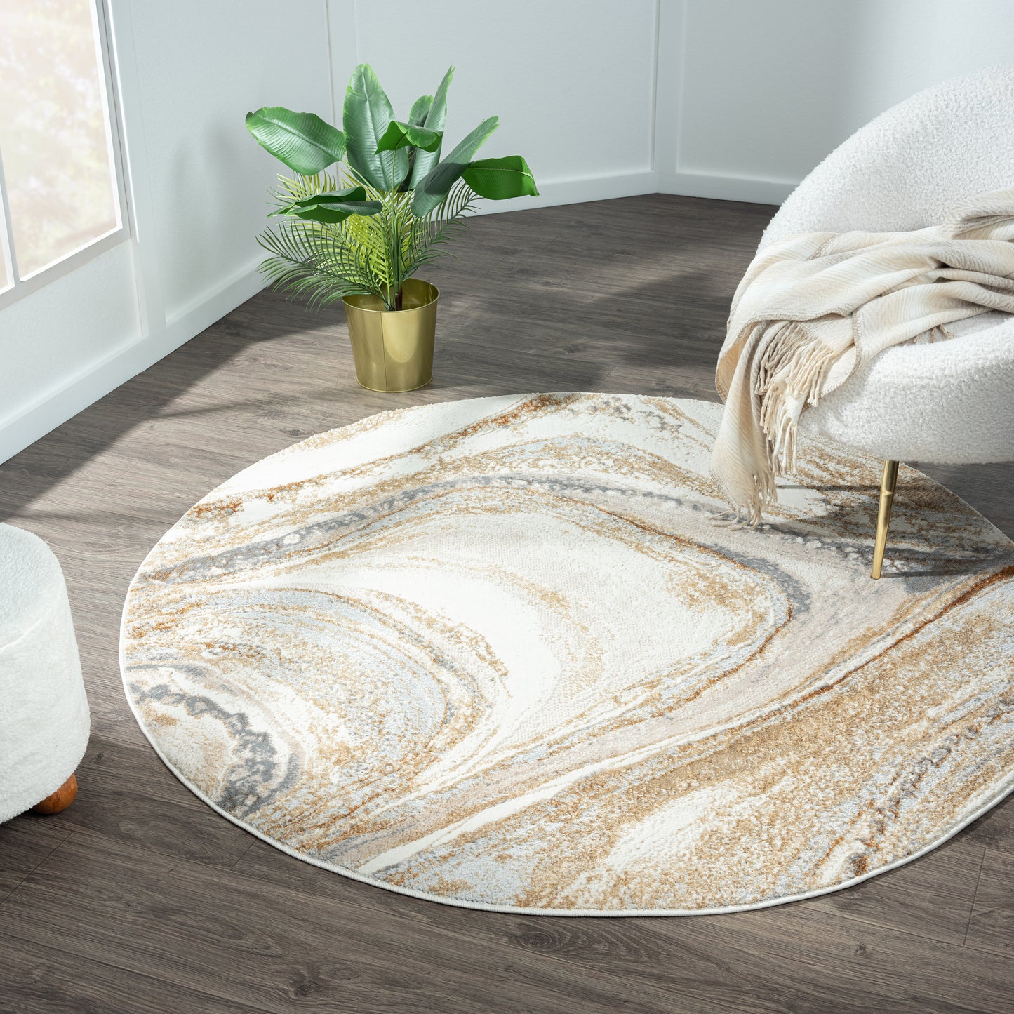 Astana 184 Sand Modern Round Rug Saray Rugs