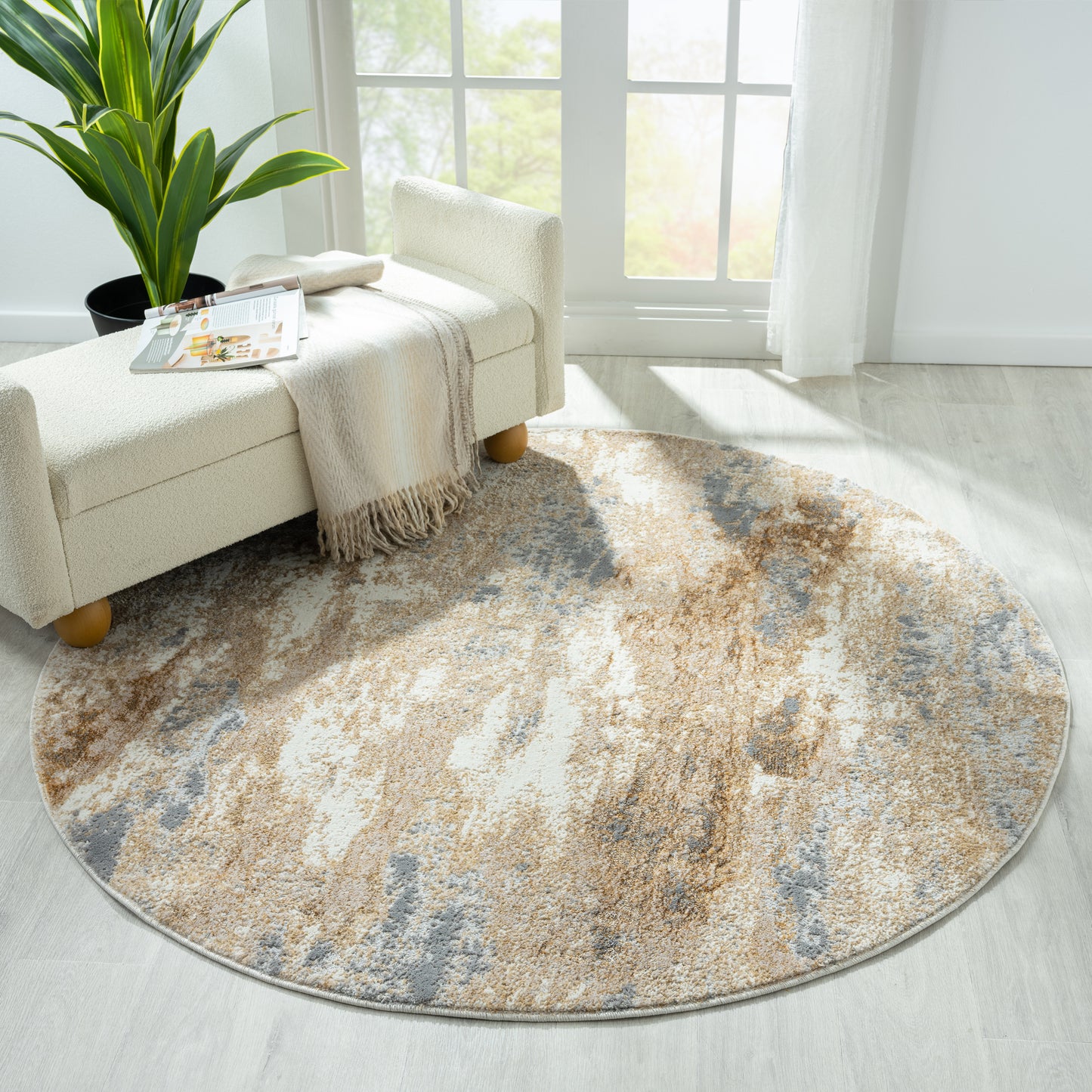 Astana 187 Taupa Modern Round Rug Saray Rugs