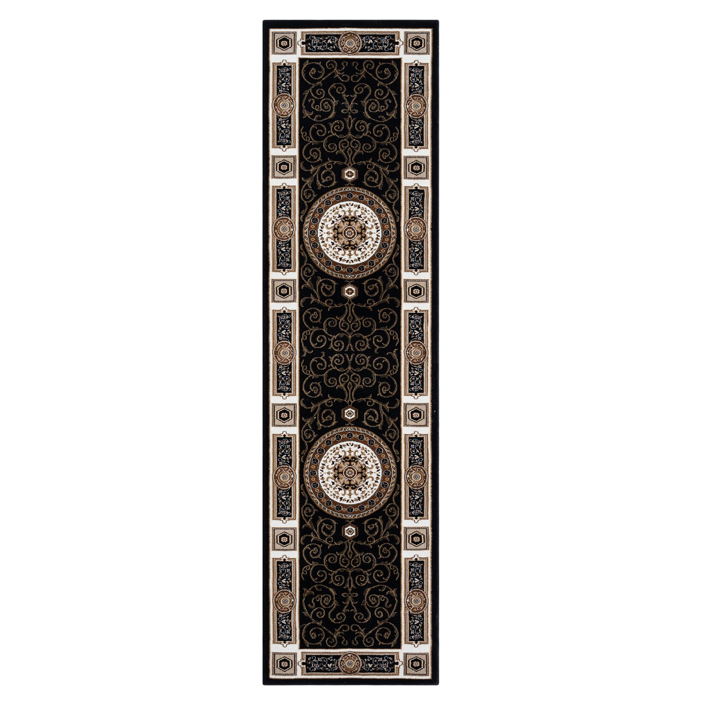 Oriental 511 black Traditional Hallway Runner Saray Rugs