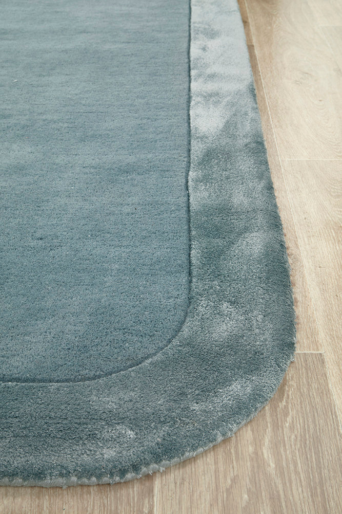 Hunter Blue Wool-Viscose Runner Rug Rug Culture