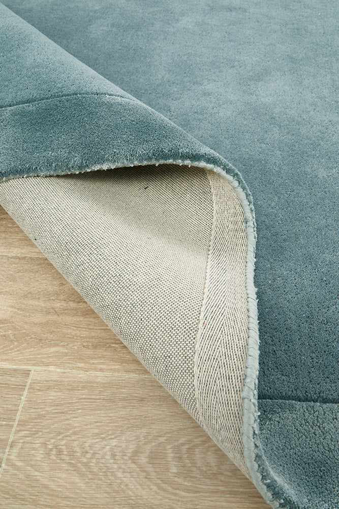 Hunter Blue Wool-Viscose Runner Rug Rug Culture