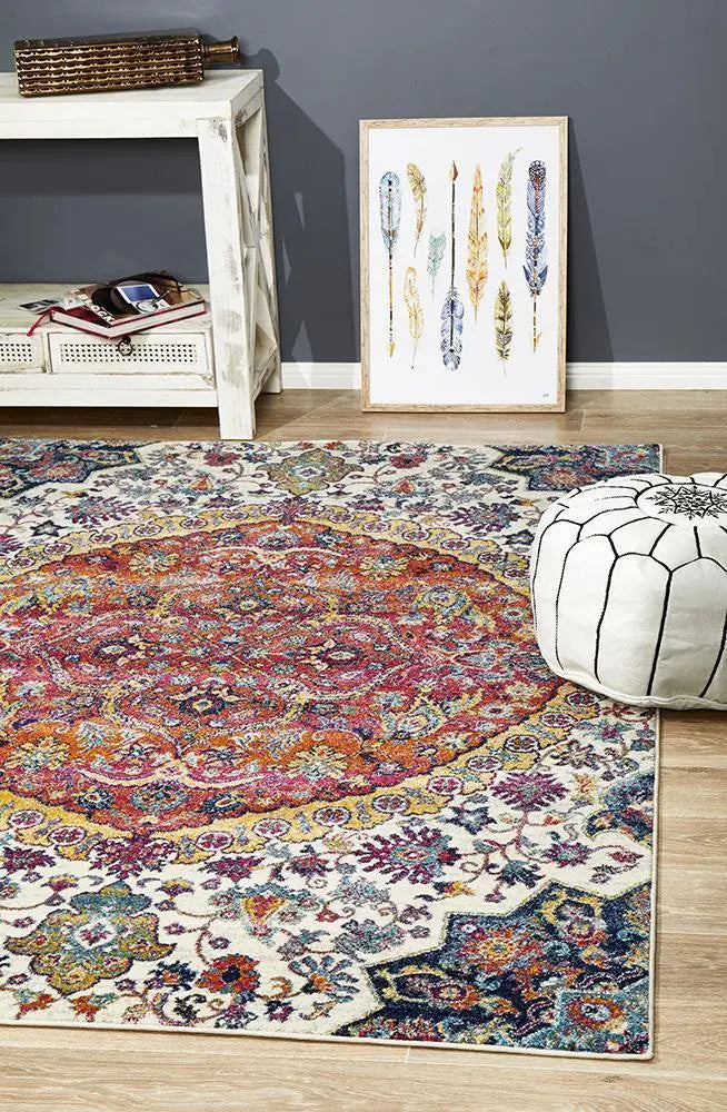 Admire 867 RUST Round Rug, Bohemian design Rugs, 100% Polypropylene, Non shed pile Rugs Unitex