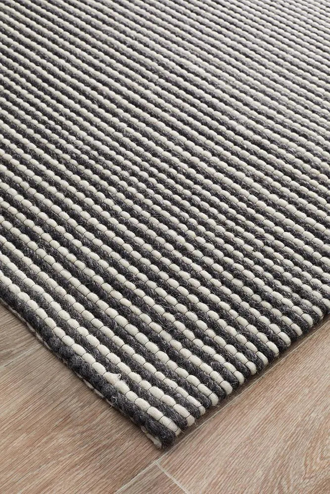 Afroza 320 Black Wool and Viscose Rug, 100% wool Rugs, Hand woven rugs Unitex