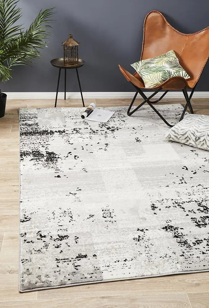 Alicia Modern Distressed Rug Grey Black Silver Rug Culture