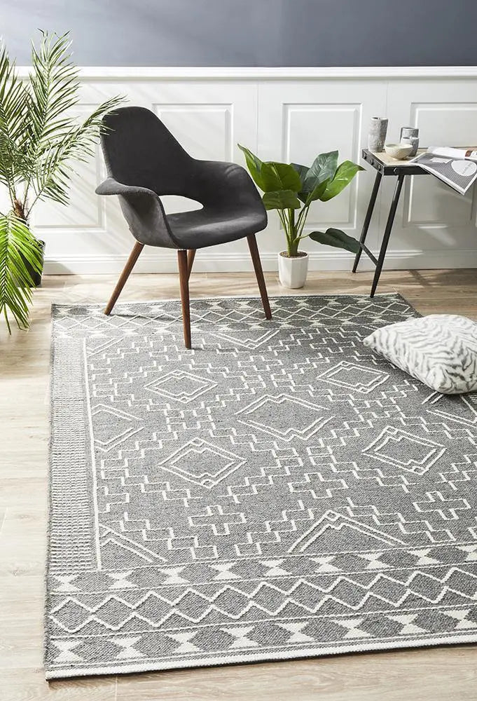 Amber 802 Grey Wool Rug, 100 % Wool Rugs, HAND LOOMED Rugs Unitex