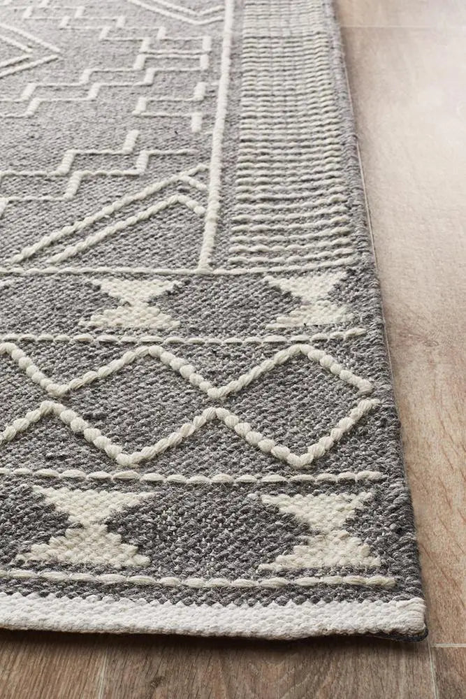 Amber 802 Grey Wool Rug, 100 % Wool Rugs, HAND LOOMED Rugs Unitex