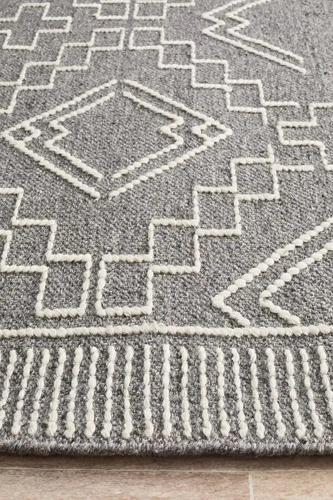 Amber 802 Grey Wool Rug, 100 % Wool Rugs, HAND LOOMED Rugs Unitex