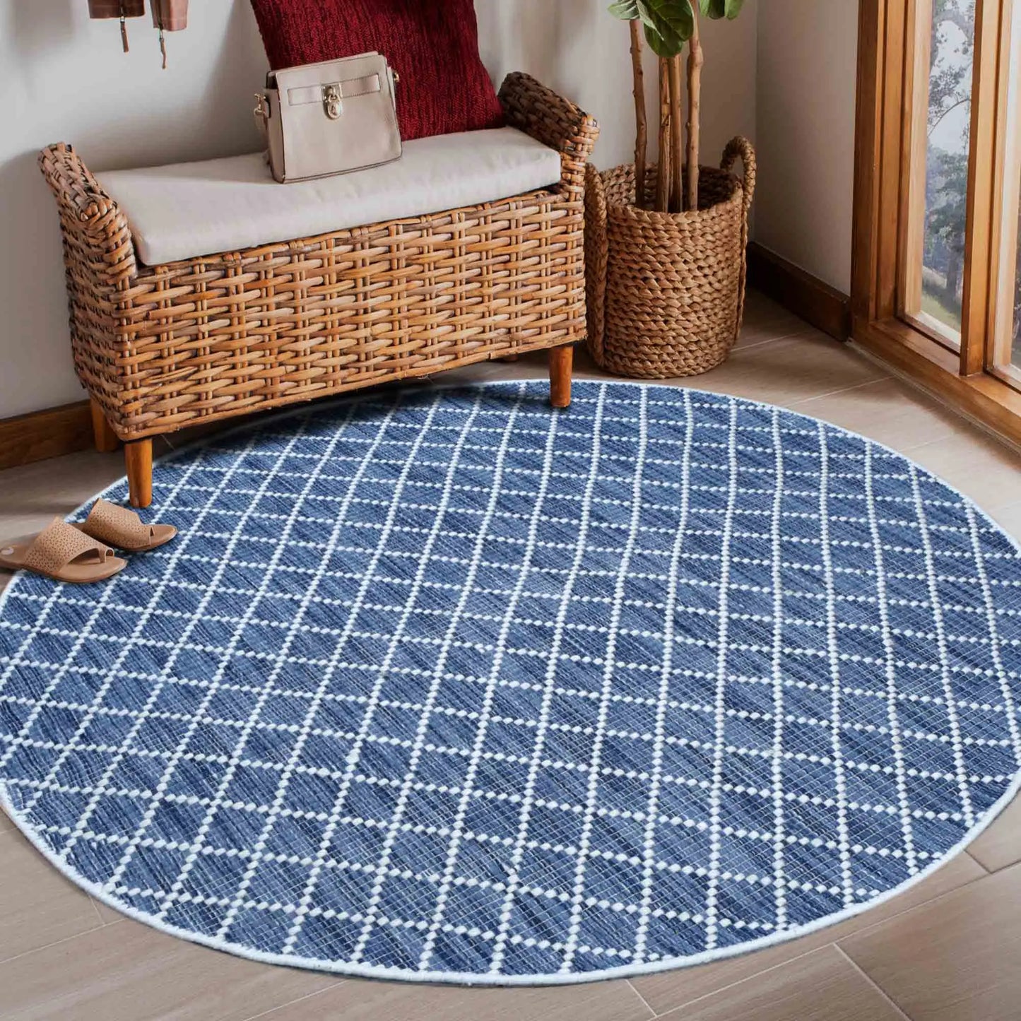 Argine Cross Blue Wool Rug The Rug Co