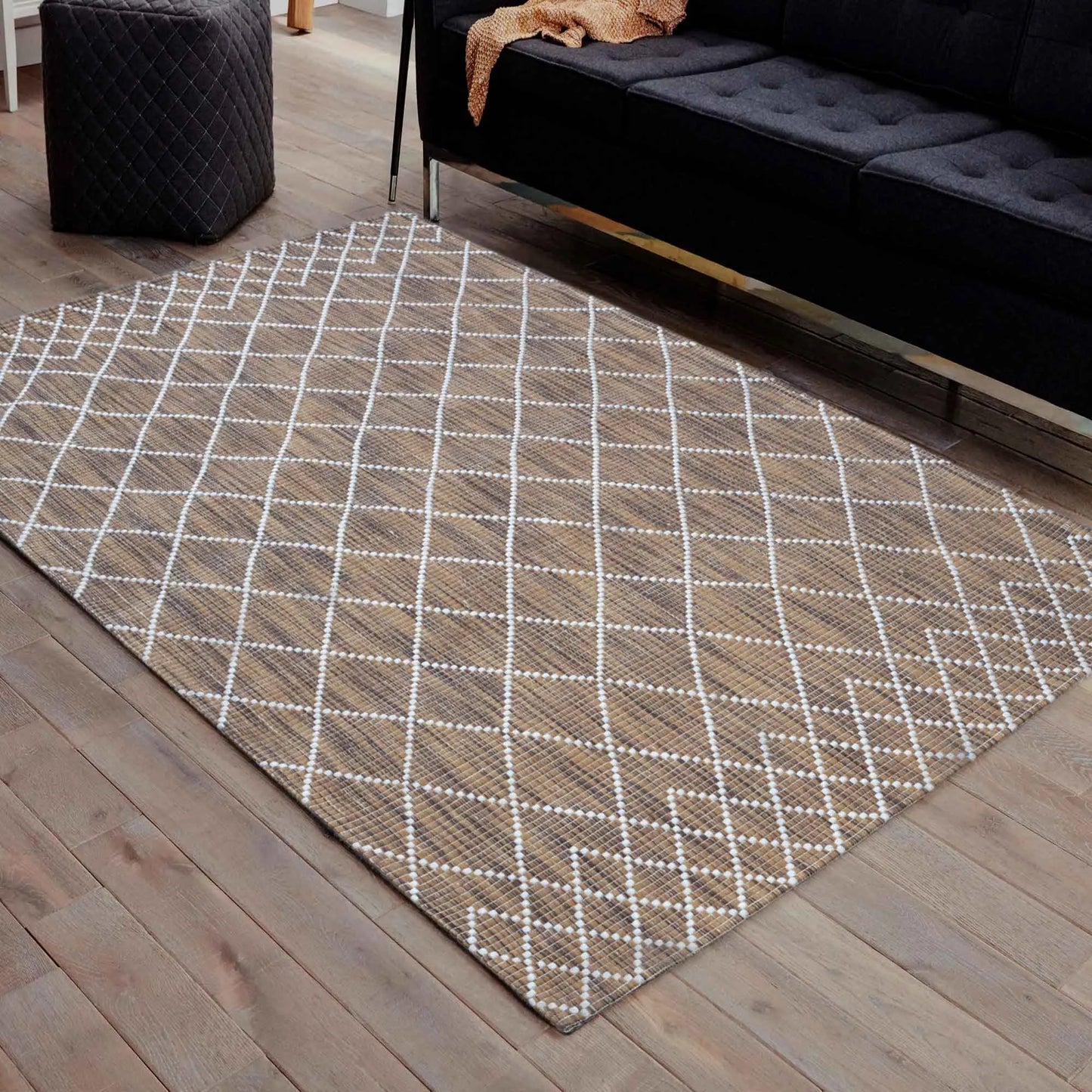 Argine Cross Brown Wool Rug The Rug Co