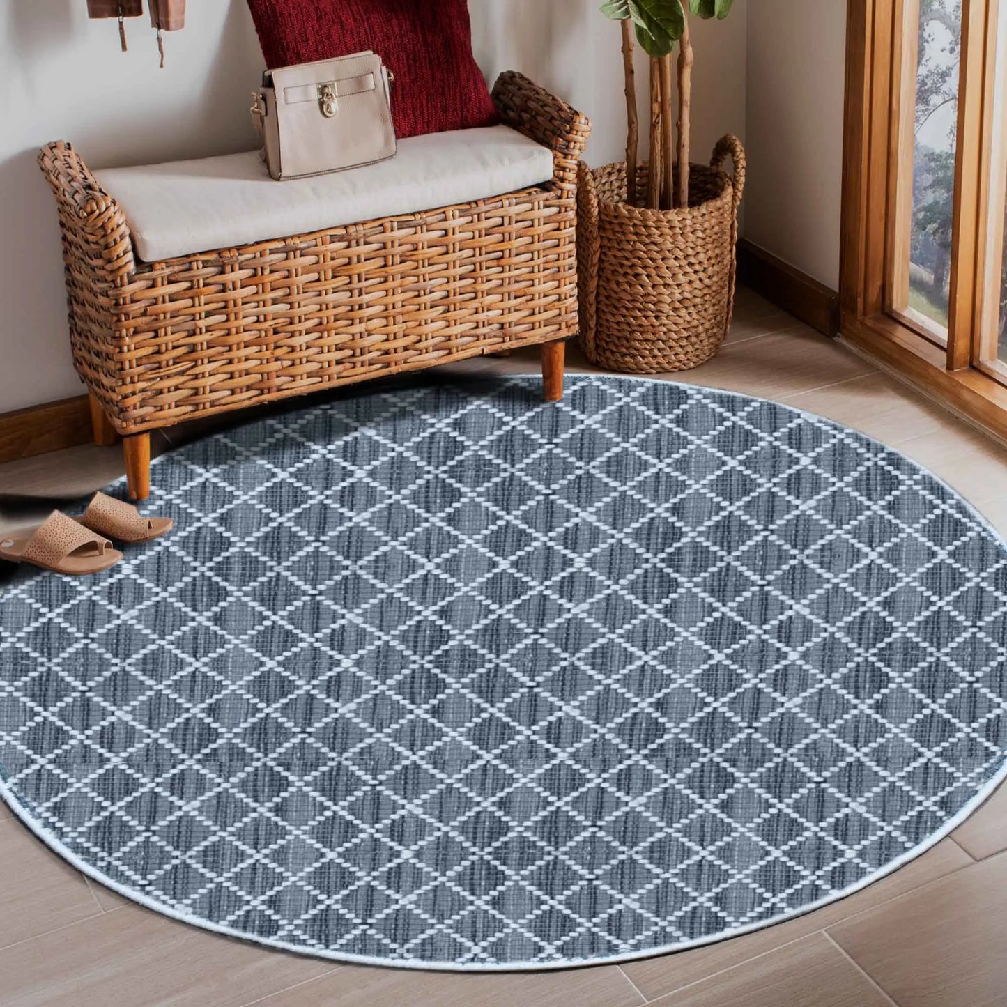 Argine Cross Dk Grey Wool Rug The Rug Co