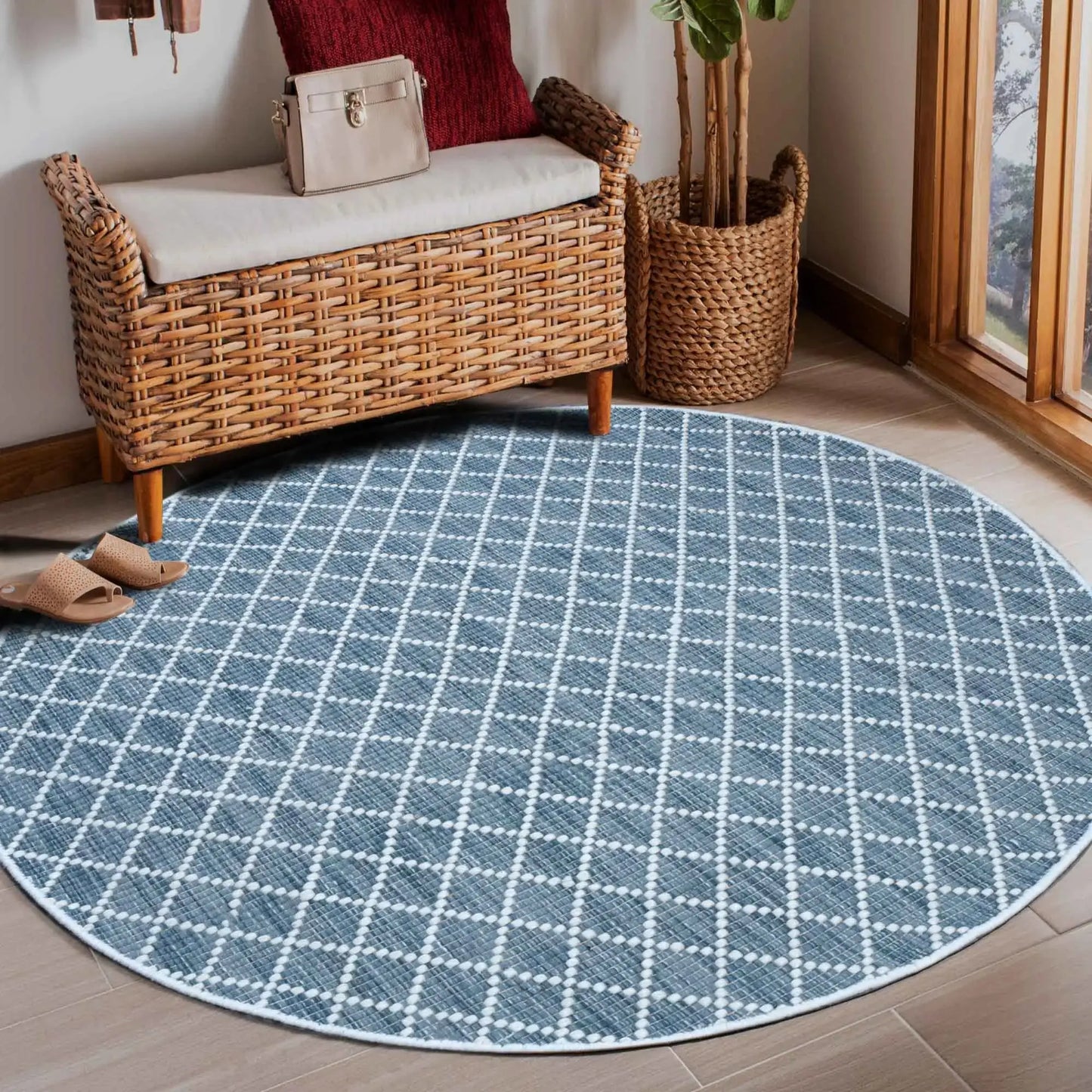 Argine Cross Teal Wool Rug The Rug Co