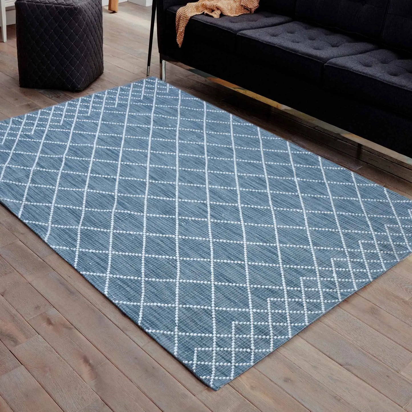 Argine Cross Teal Wool Rug The Rug Co