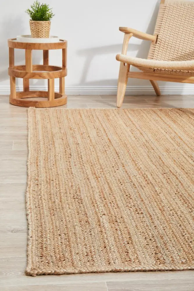 Bondi Natural Jute hand braided Rug RUG CULTURE