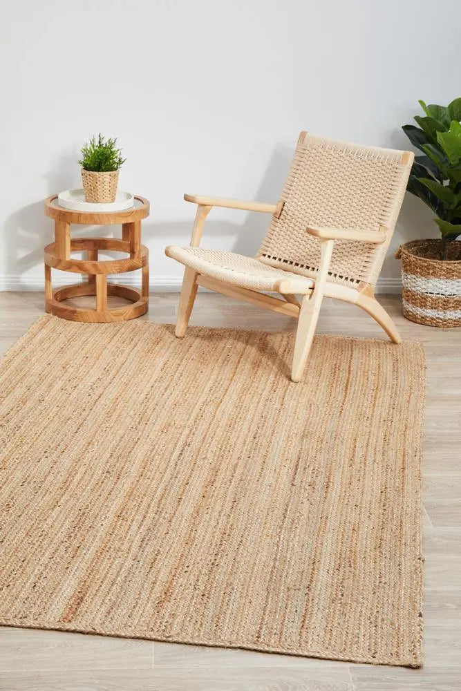 Bondi Natural Jute hand braided Rug RUG CULTURE
