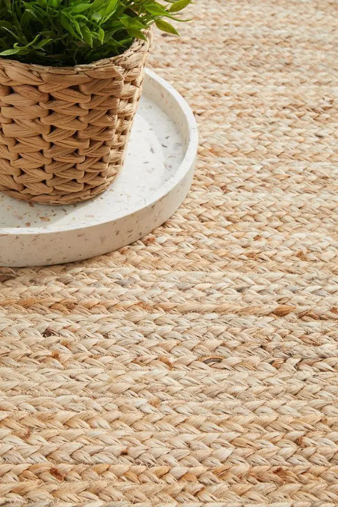 Bondi Natural Jute hand braided Rug RUG CULTURE