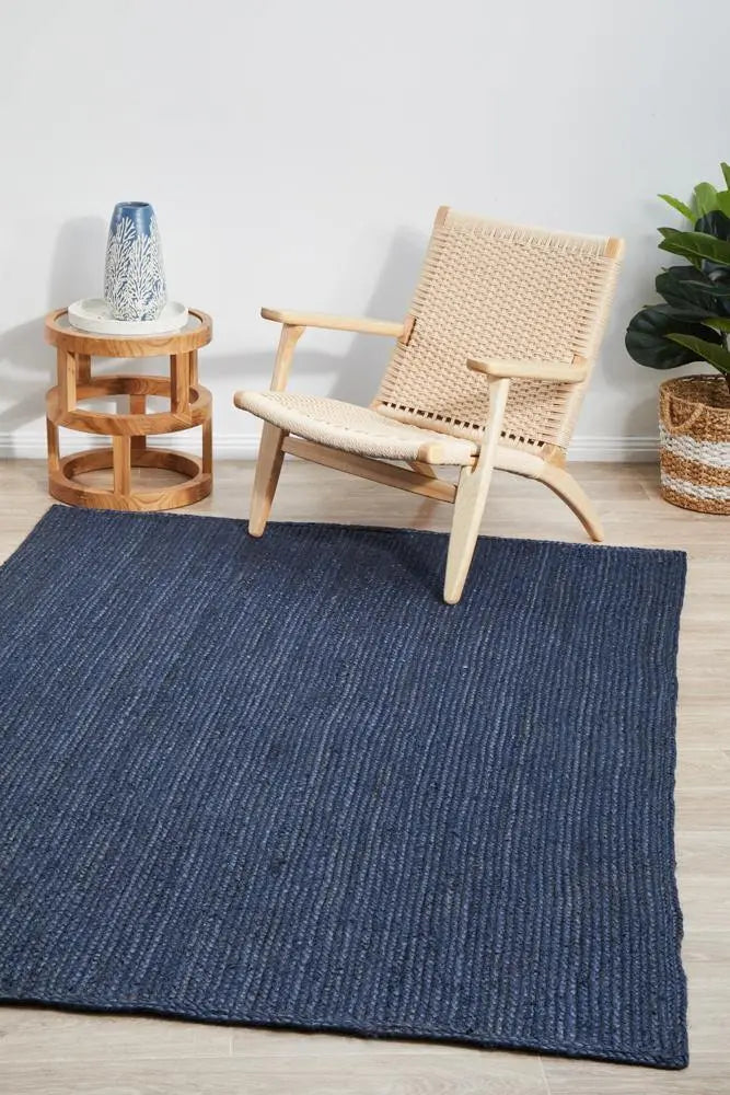 Bondi Navy Jute Rug RUG CULTURE