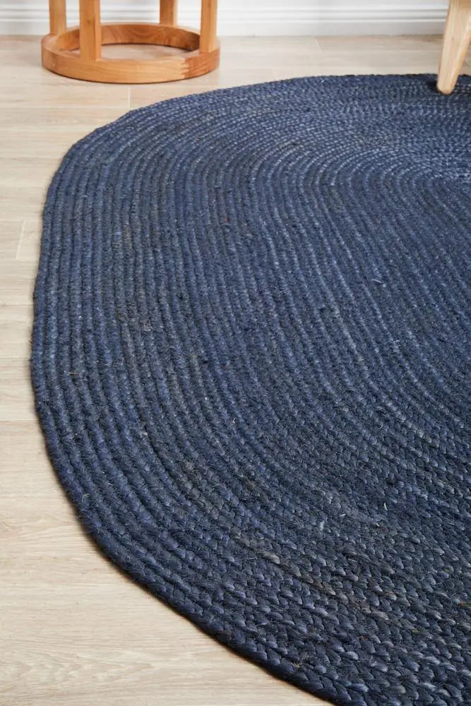 Bondi Navy Oval Jute Rug RUG CULTURE