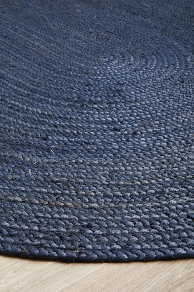 Bondi Navy Oval Jute Rug RUG CULTURE