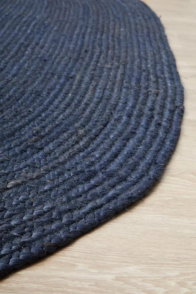 Bondi Navy Oval Jute Rug RUG CULTURE