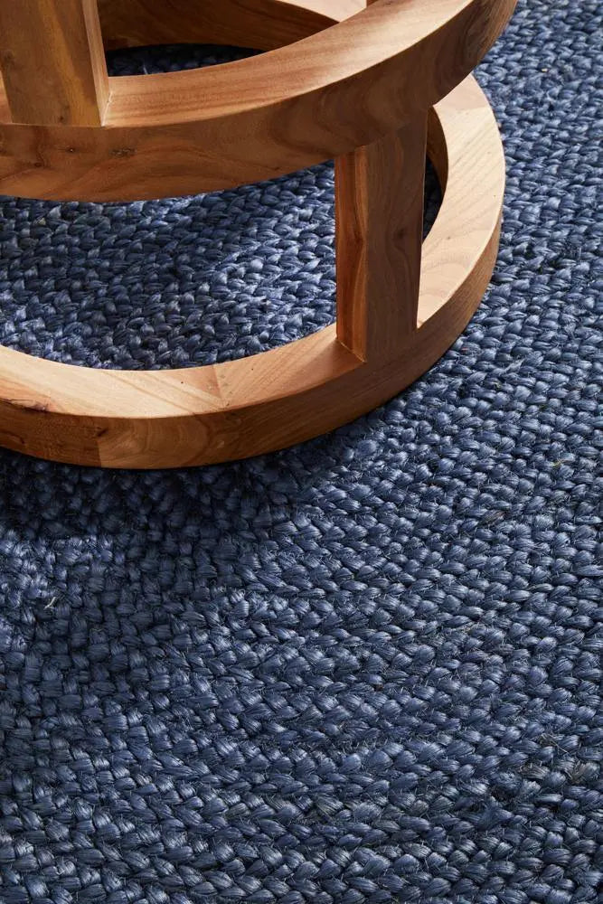 Bondi Navy Oval Jute Rug RUG CULTURE