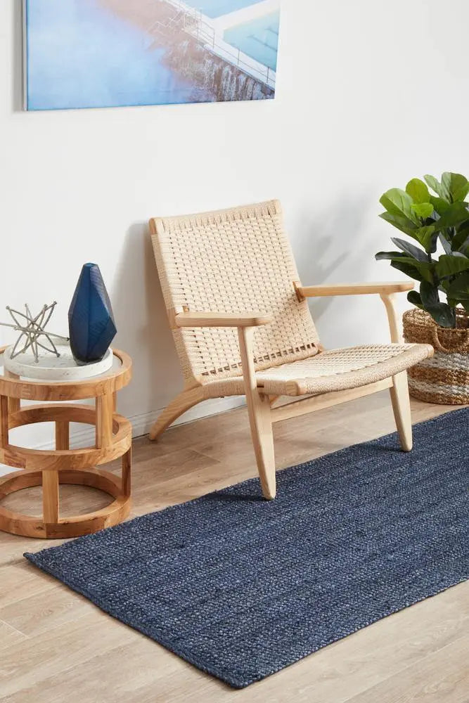 Bondi Navy Runner Jute Rug RUG CULTURE