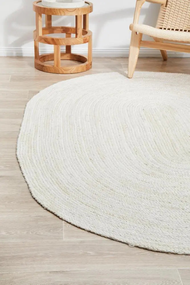 Bondi White hand braided Oval Jute Rug RUG CULTURE