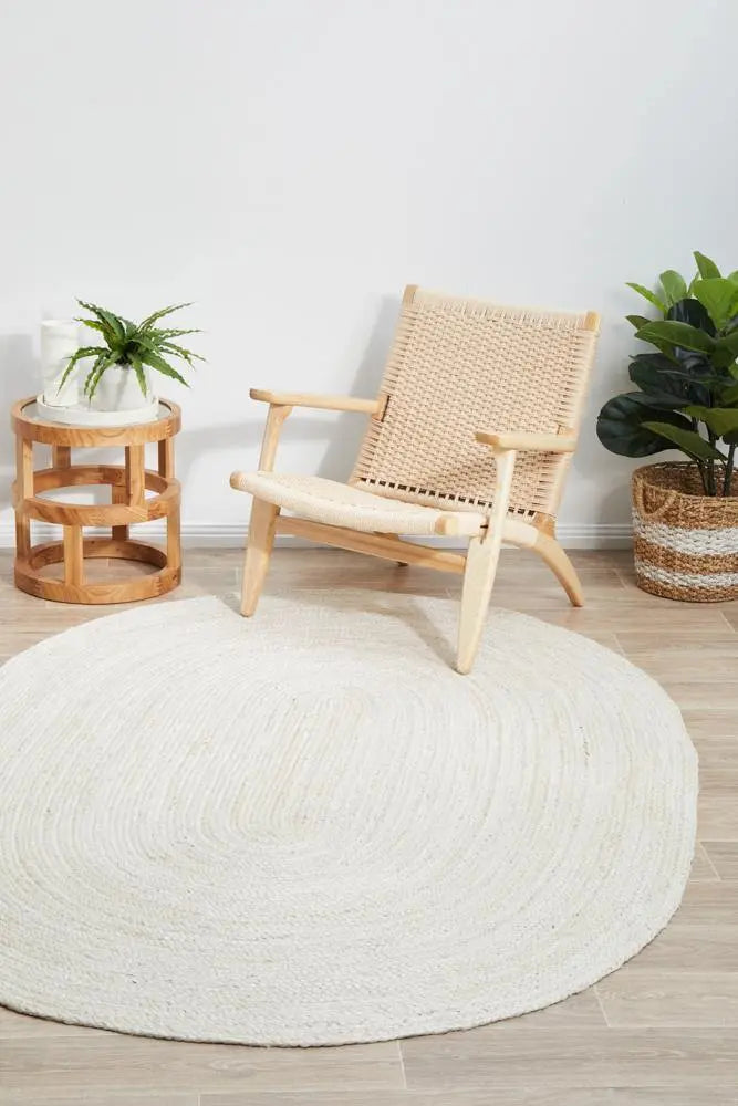 Bondi White hand braided Oval Jute Rug RUG CULTURE