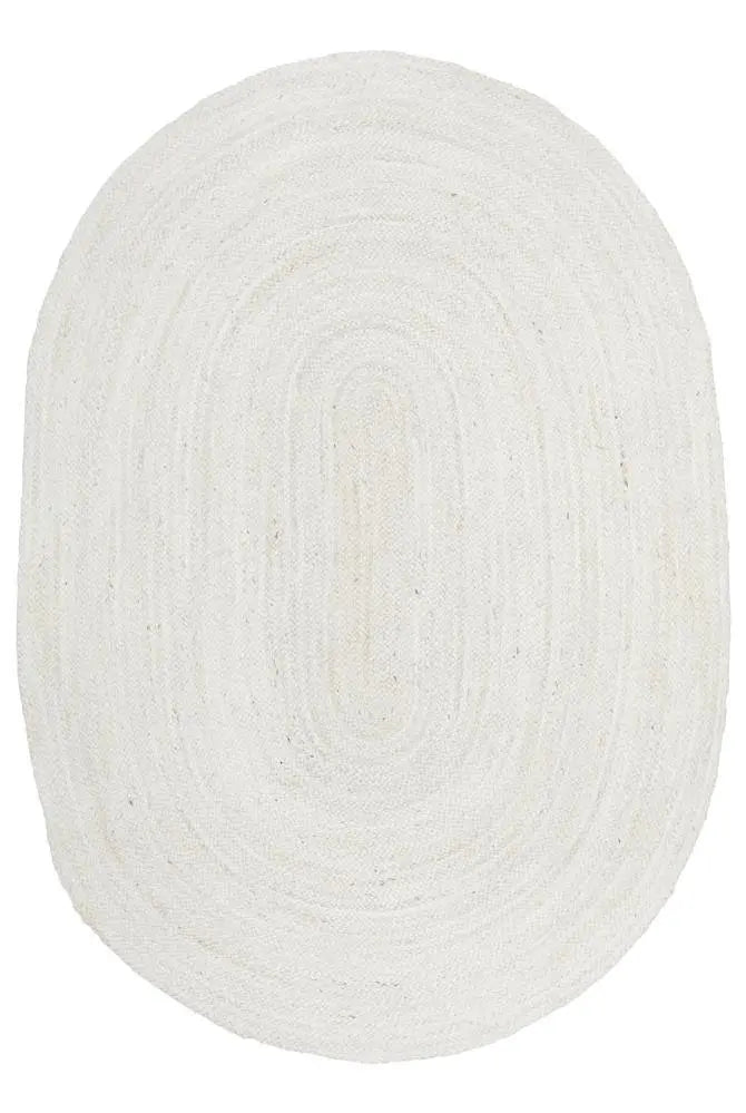 Bondi White hand braided Oval Jute Rug RUG CULTURE