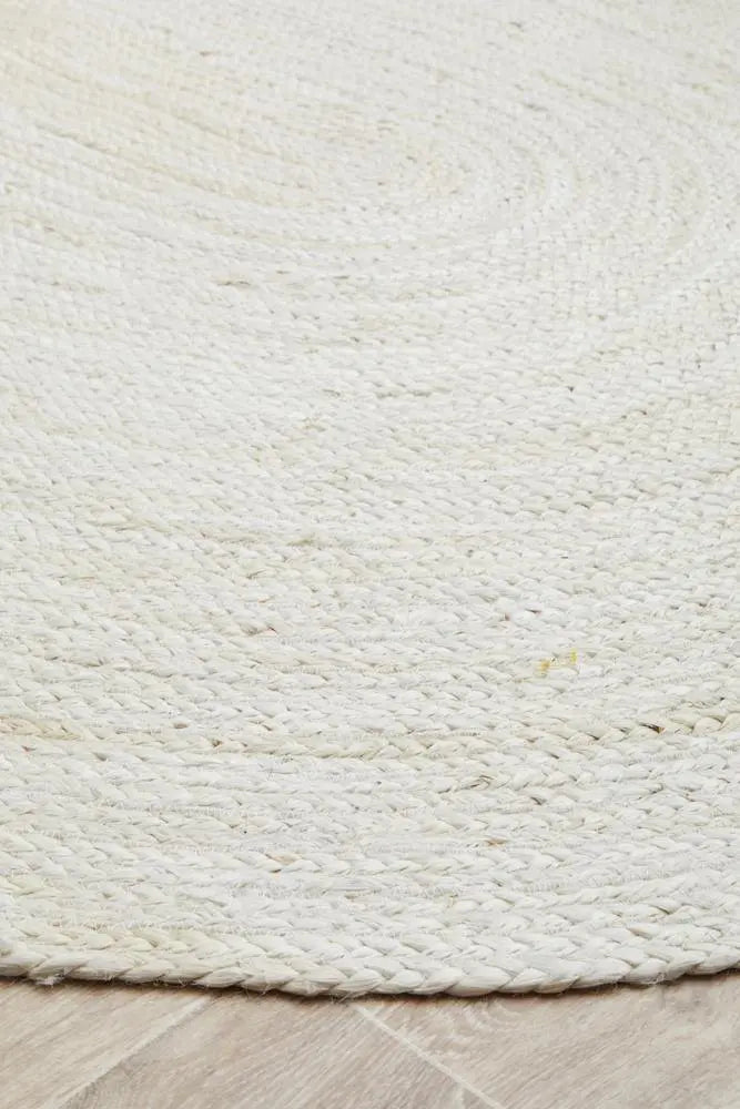 Bondi White hand braided Oval Jute Rug RUG CULTURE