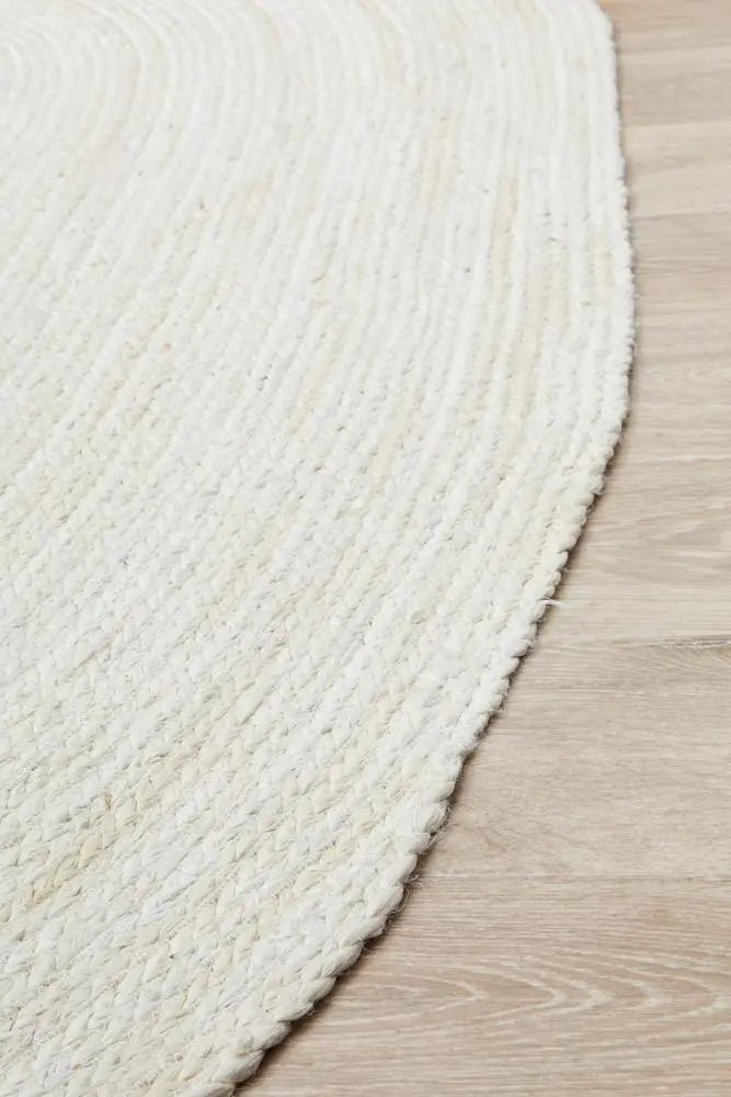 Bondi White hand braided Oval Jute Rug RUG CULTURE