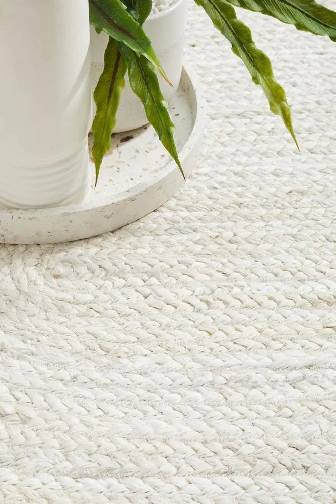 Bondi White hand braided Oval Jute Rug RUG CULTURE