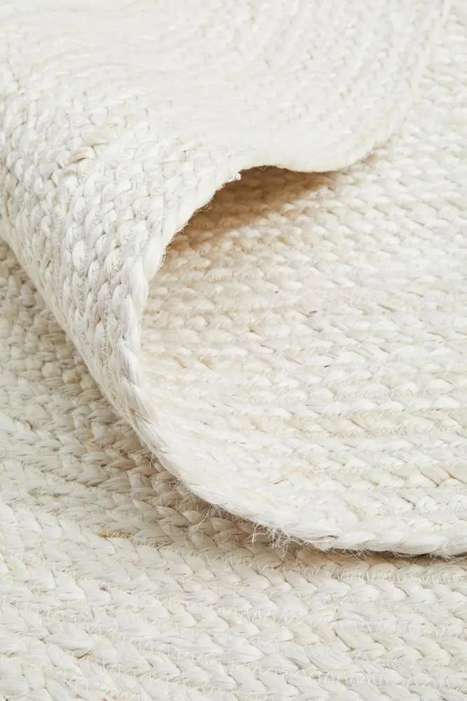 Bondi White hand braided Oval Jute Rug RUG CULTURE
