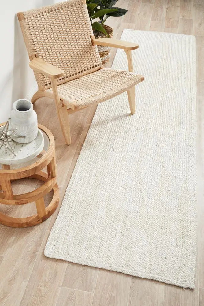 Bondi White Runner hand braided Jute Rug RUG CULTURE