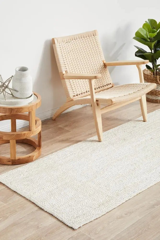 Bondi White Runner hand braided Jute Rug RUG CULTURE