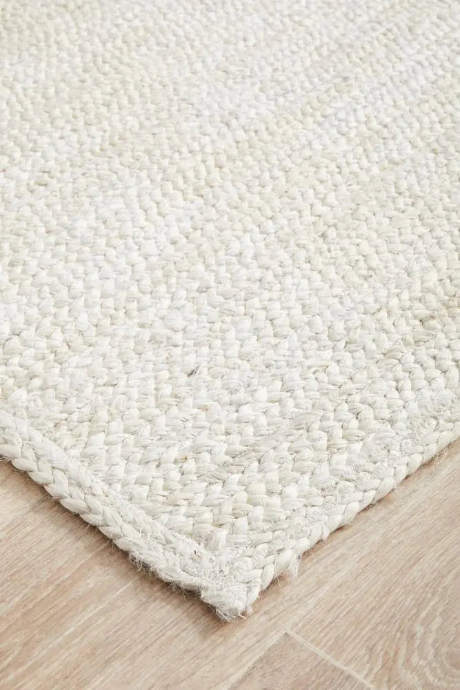 Bondi White Runner hand braided Jute Rug RUG CULTURE