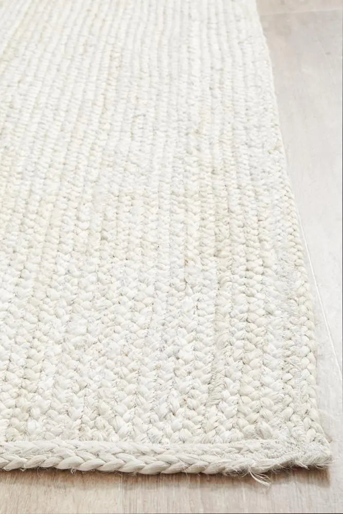 Bondi White Runner hand braided Jute Rug RUG CULTURE