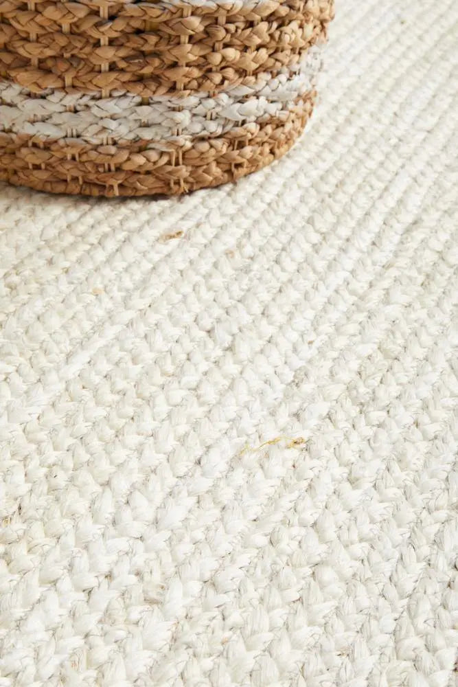 Bondi White Runner hand braided Jute Rug RUG CULTURE
