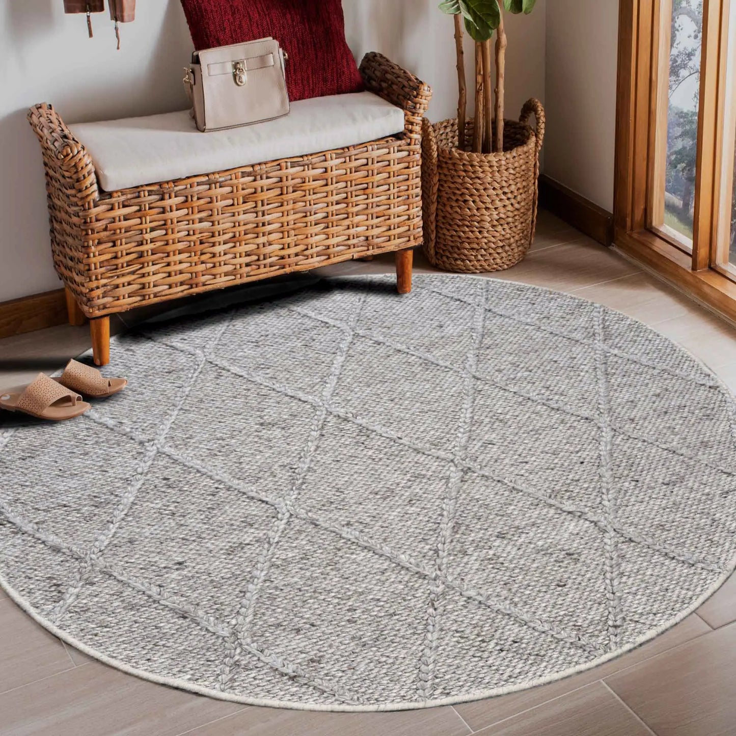 Diamond Beige Wool Rug The Rug Co