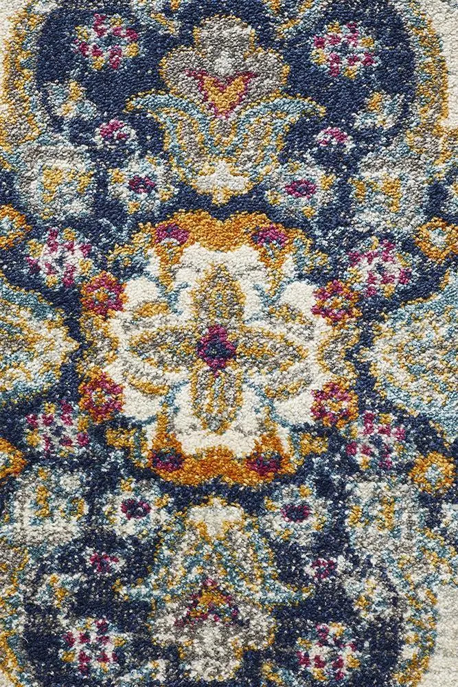 Hayat 202 Blue Round  Rug Unitex