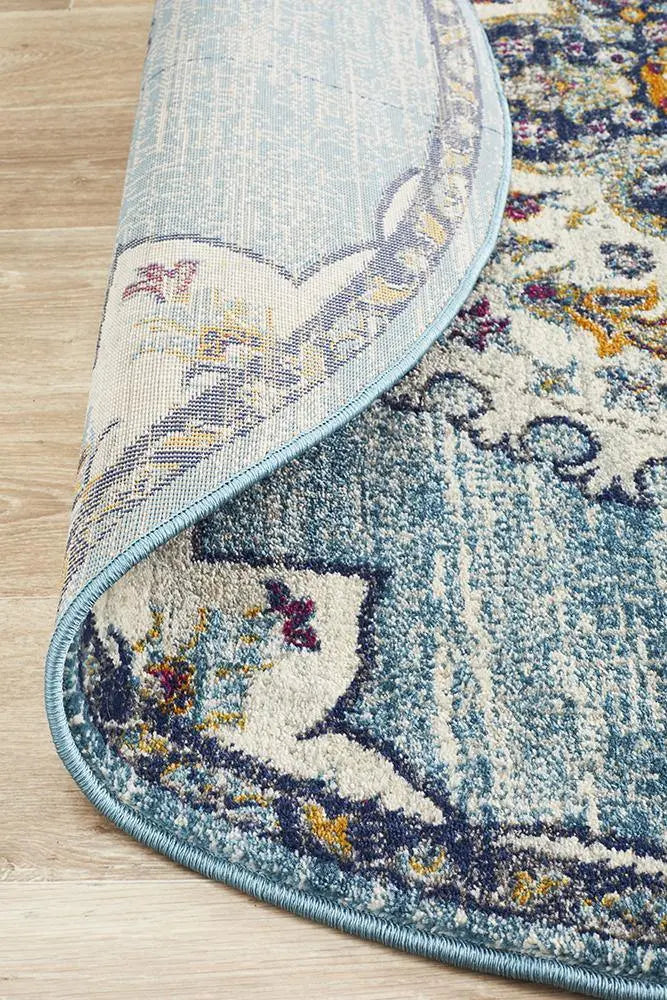 Hayat 202 Blue Round  Rug Unitex
