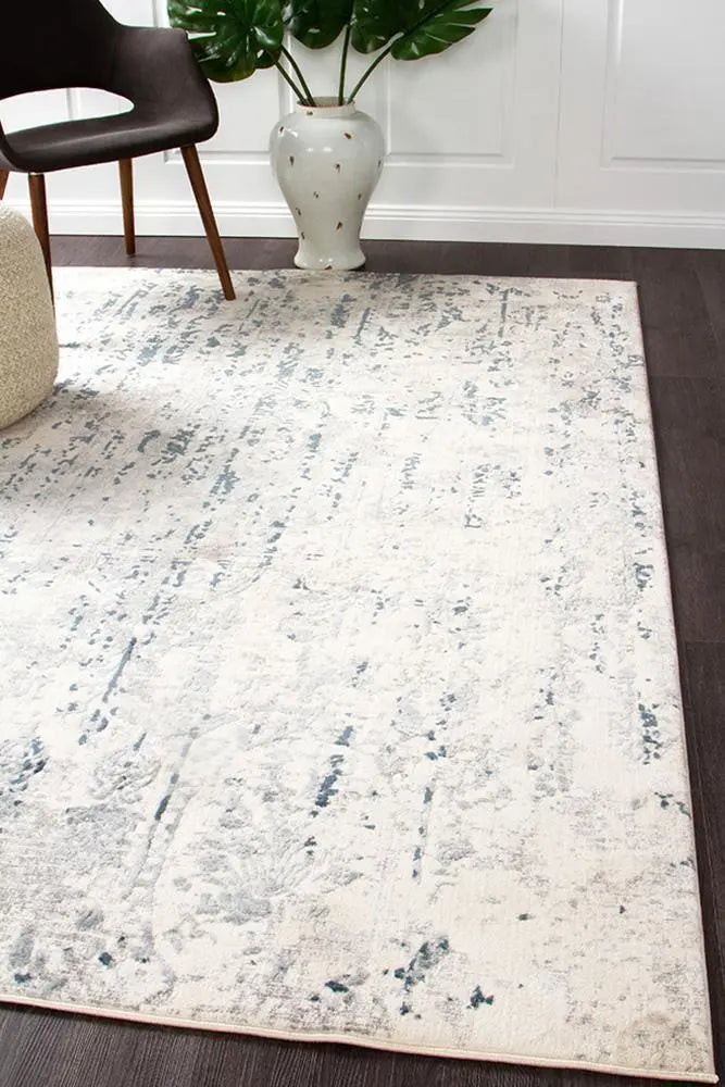 Kathy Farah Distressed Contemporary Rug White Blue Grey Rug Culture