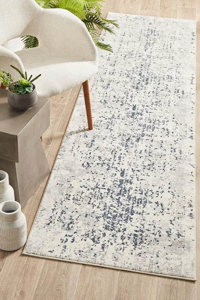 Kathy Farah Distressed Contemporary Rug White Blue Grey Rug Culture