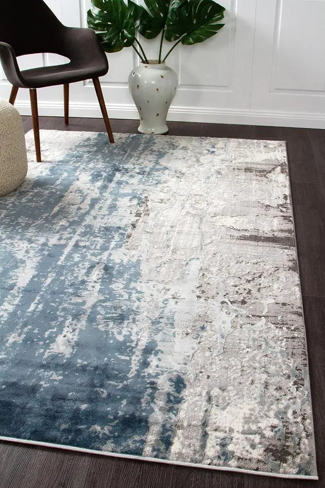 Kathy Roxana Distressed Timeless Rug Blue Grey White Rug Culture