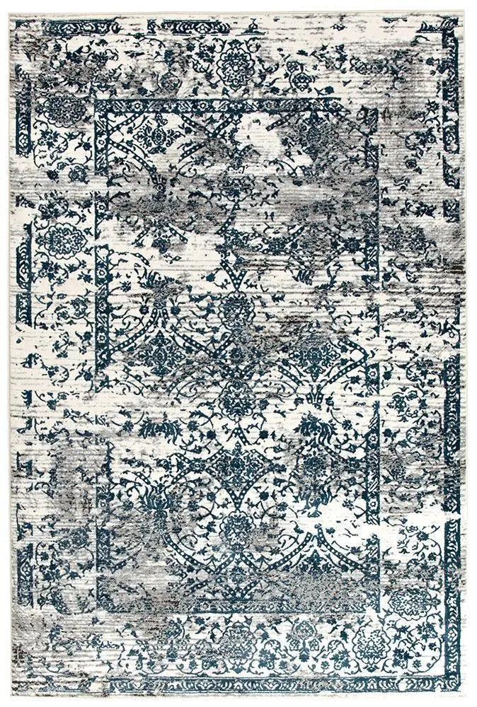 Kathy Yasmin Distressed Transitional Rug White Blue Grey Rug Culture