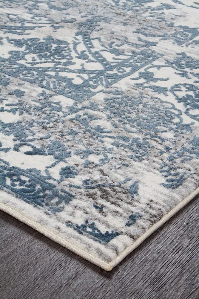 Kathy Yasmin Distressed Transitional Rug White Blue Grey Rug Culture