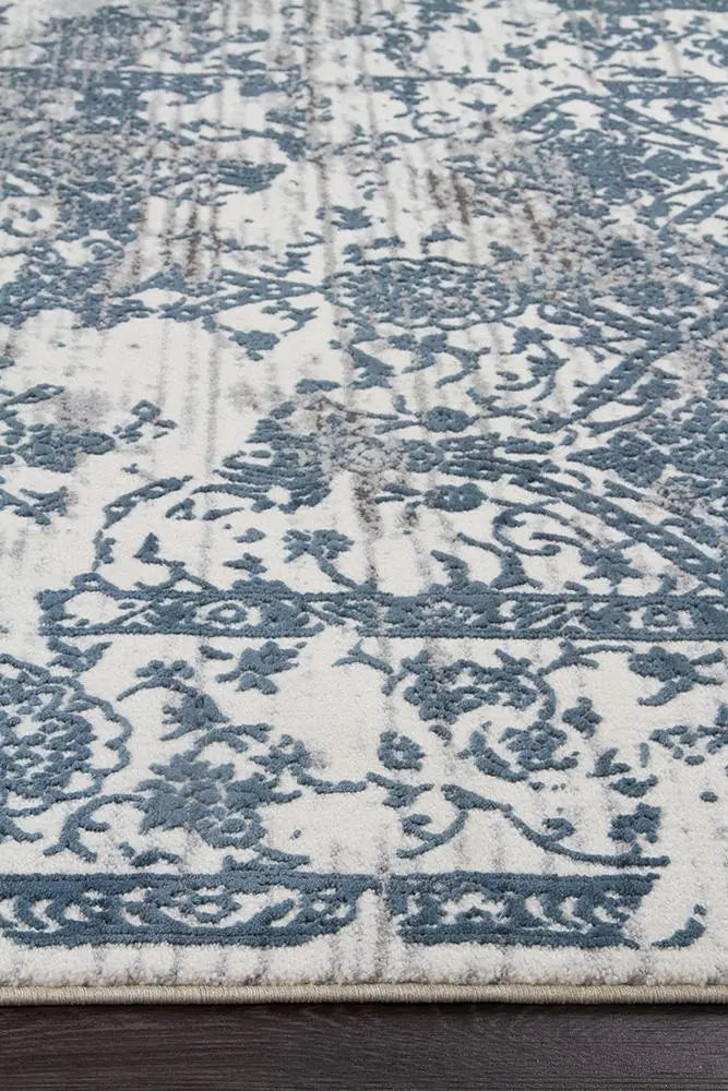 Kathy Yasmin Distressed Transitional Rug White Blue Grey Rug Culture