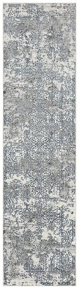 Kathy Yasmin Distressed Transitional Rug White Blue Grey Rug Culture