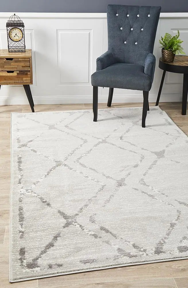 Kendall Contemporary Diamond Rug Silver Grey Rug Culture