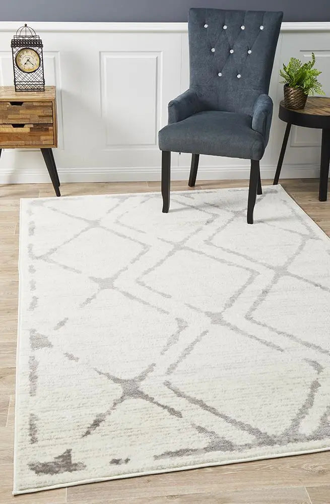 Kendall Contemporary Diamond Rug White Grey Rug Culture