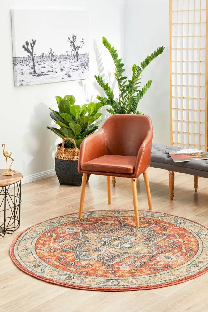 Legana 850 Terracotta Round Rug Unitex